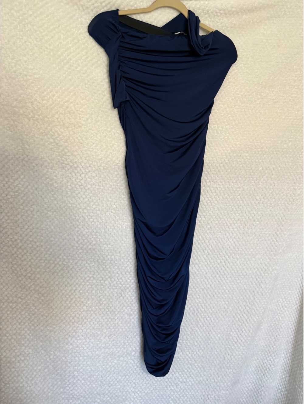 Fashion Nova Navy Blue One-Shoulder Ruched Dress - Picture 4 of 4